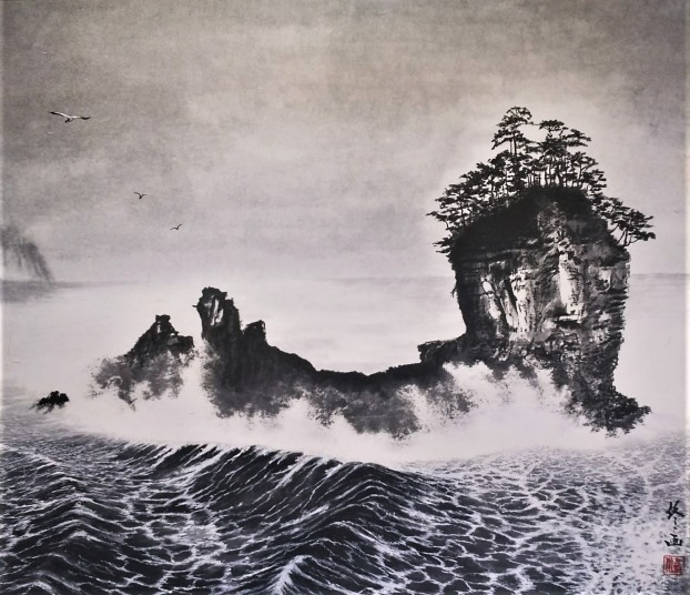 「よみがえる海」　F10　第6回水墨・日本画協会展